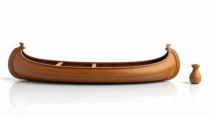 Dimensional Context Study: Scale-Referenced Wooden Canoe with Size Comparison Objects