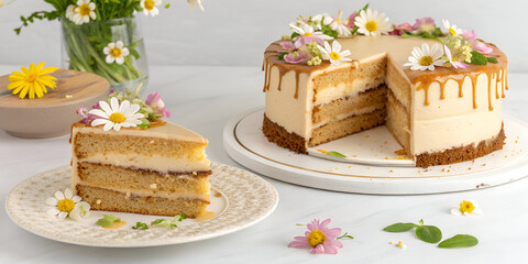 Caramel Spring cake white background