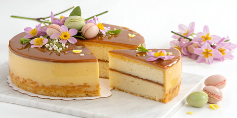 Caramel Spring cake white background