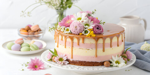 Caramel Spring cake white background