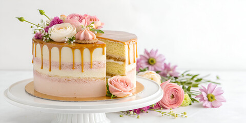 Caramel Spring cake white background