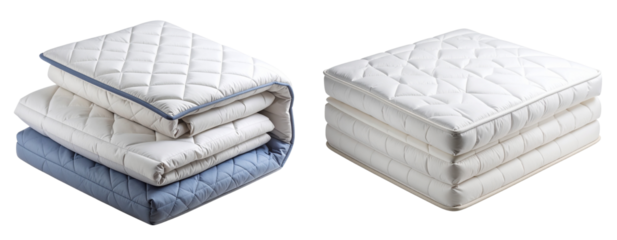 Folded Quilted Sleeping Pad with Rounded Corners, Transparent Background PNG 