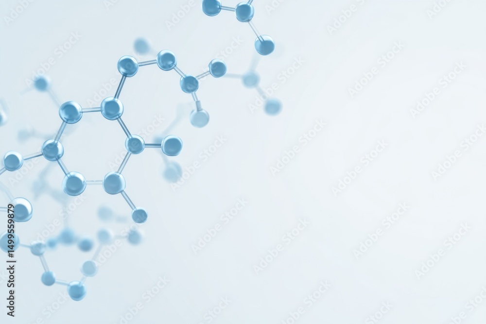 Aufkleber molecular structure close up abstract design in blue and white tones science and technology backdrop