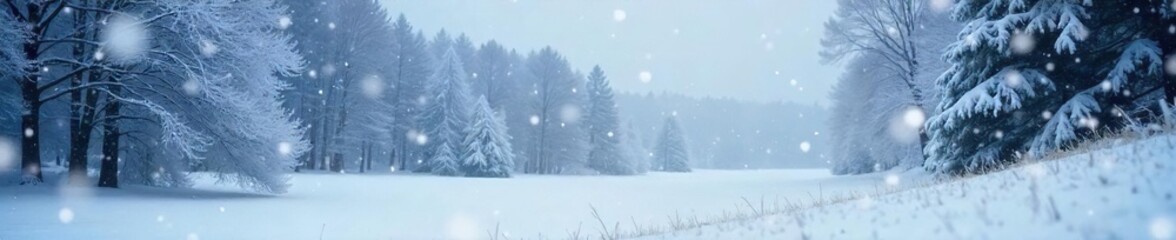 Obraz premium Large snowflakes gently falling on a winter landscape, covering trees and ground in a serene blanket of white Perfect for winter, holiday, or nature themes , winter wonderland, pattern