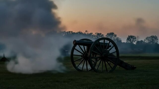 Cannon Smoke at Dusk: Historical Reenactment