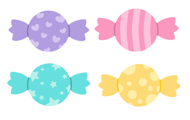 Cute candy cartoon image. Candy vector illustration. Colorful candy variation