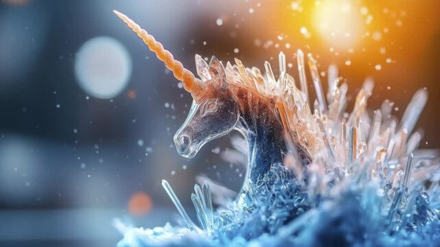 Crystal Unicorn A Mystical Fantasy Art Illustration