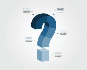 question mark 5 step template for infographic for presentation for 5 element in blue