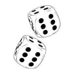 dice vector line art drawing illustration
