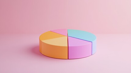 Colorful 3D pie chart on a solid pastel background