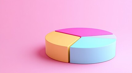 Colorful 3D pie chart on a solid pastel background