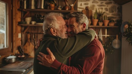 The embrace of elderly men