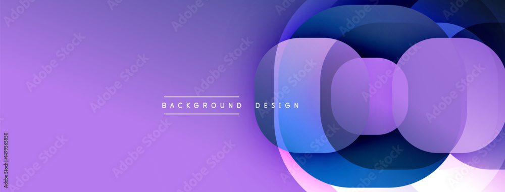 Leinwandbilder Abstract purple background features overlapping circles, creating modern visual effect. Minimalist design with text elements present.