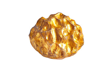 Golden rock isolated on a white background png ai generated