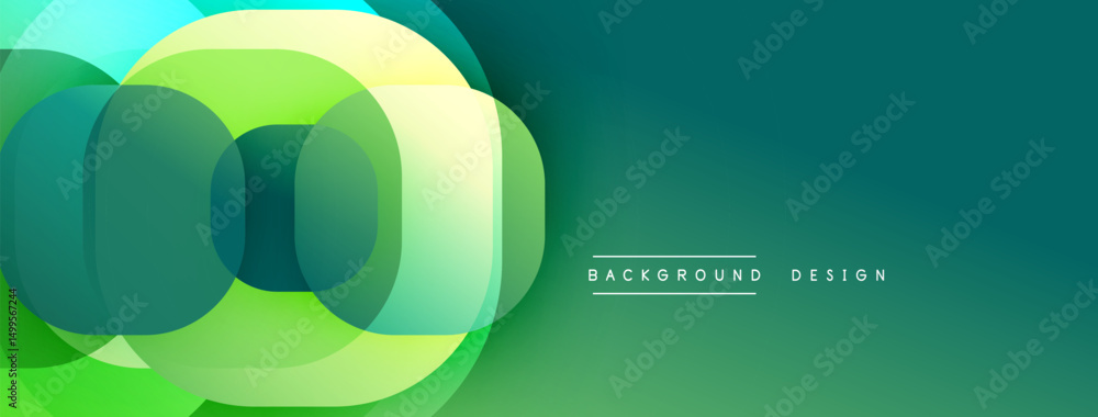 Aufkleber Abstract green design. Overlapping circles create dynamic visual flow. Modern aesthetic, suitable for banners or backgrounds.
