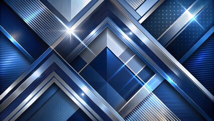 Abstract Geometric Background with Blue and Silver Stripes