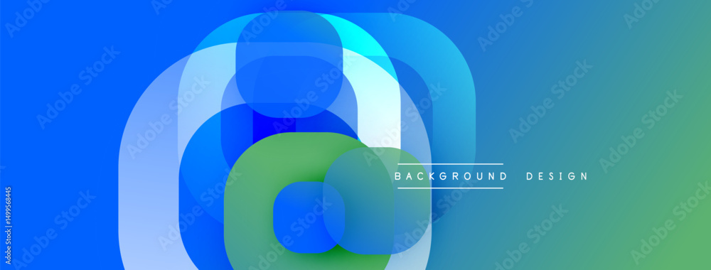 Poster abstract flowing shapes, vibrant blues, greens create dynamic background. modern design elements sug