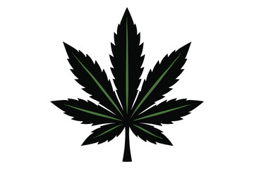 Stylized Cannabis Leaf Illustration Dark Green