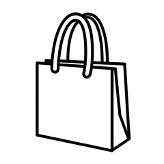 minimal shopping bag icon, transparent background, line drawing