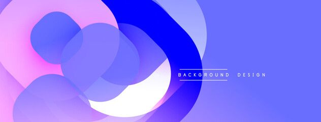Abstract fluid shapes overlap, creating vibrant purple, blue hues. Modern design element for backgrounds, presentations.