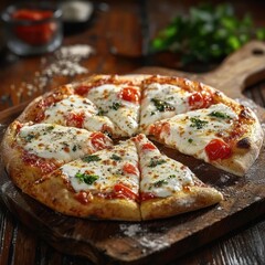 Delicious sliced pizza with fresh toppings