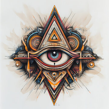 All-Seeing Eye Triangle Vector - Geometric Sacred Geometry Emblem