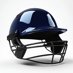High-Detail Modern Cricket Helmet &ndash; Deep Blue Glossy Finish with Black Faceguard on White Background