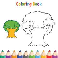 Kids coloring book with tree vector illustration