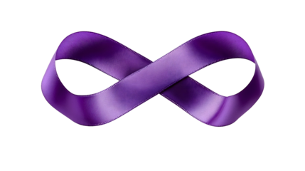 Purple ribbon symbolizing support for many causes on transparent background