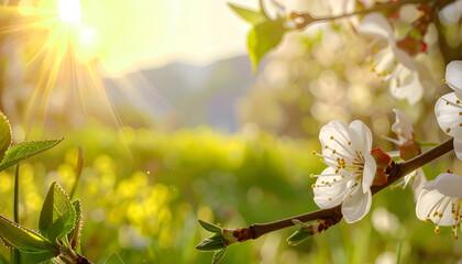 Spring flower background; Easter landscape
