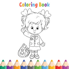 Kids coloring book with a girl vector illustration