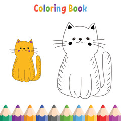 Kids coloring book with cat vector illustration