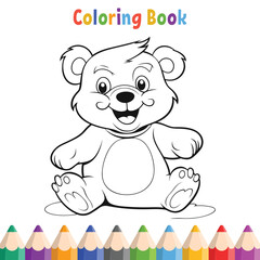 Kids coloring book with teady bear vector illustration