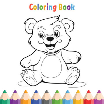 Kids coloring book with teady bear vector illustration
