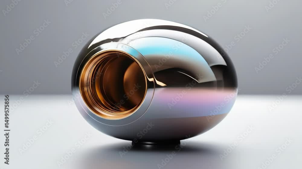 Poster Sleek metallic object with a reflective surface and circular design  