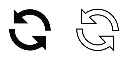Black and White Refresh Icons for UI/UX Design
