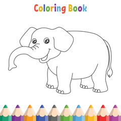 Kids coloring book with elephant vector illustration