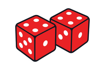 Two Red Dice Illustration for Games and Gambling
