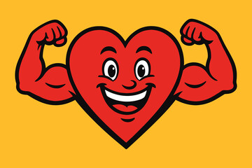 Strong Happy Heart Character Illustration