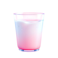 A glass of pink liquid with a gradient from light pink to white against a black background isolated shot isolated with white background