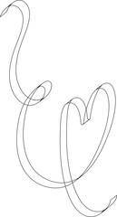 Heart ribbons thin line, concept of love