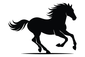 Black Silhouette of a Horse Running Dynamically