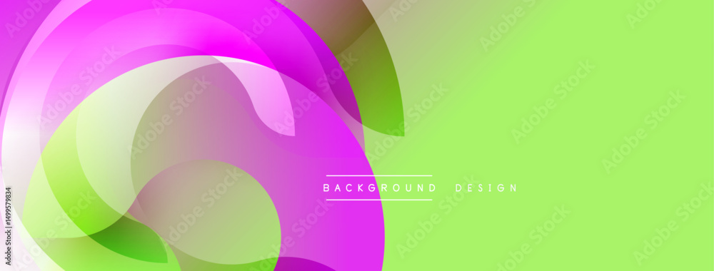 Poster Abstract vibrant design. Smooth flowing shapes, pinks, greens create dynamic visual effect. Modern background suitable for various projects.