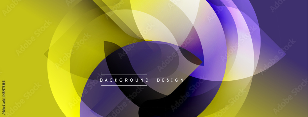 Aufkleber Abstract yellow purple design. Overlapping shapes create dynamic visual flow. Modern background for digital projects.