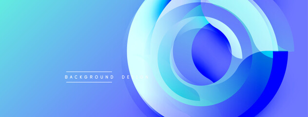 Abstract blue layers create dynamic circular pattern. Gradient shades suggest depth, modern design element.