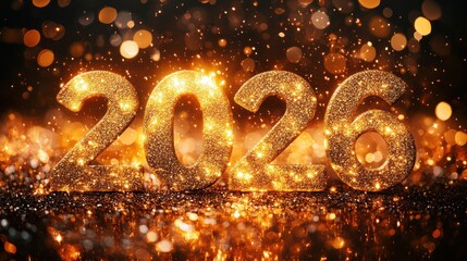 Sparkling golden 2026 new year celebration