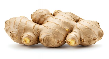 Fresh Ginger Root Close-up on White Background