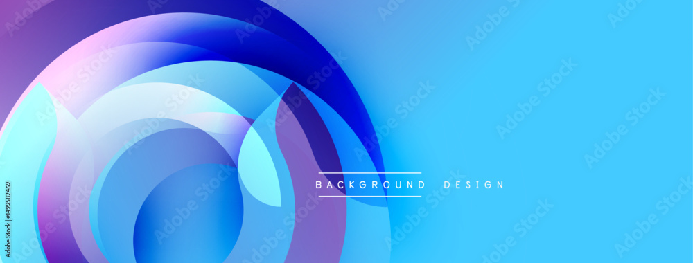 Aufkleber Abstract blue background features overlapping circular layers. Gradient colors create dynamic visual effect. Modern design element.