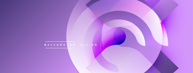 Abstract purple design features overlapping circles, creating dynamic visual flow. Modern aesthetic suitable for backgrounds, presentations.