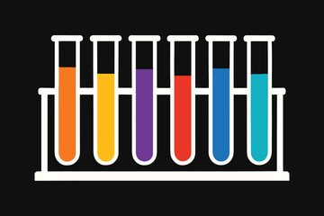Fototapeta premium Colorful Test Tubes in a Rack Science Experiment